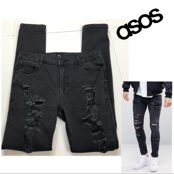ASOS Other - ASOS Black Heavy Rips Distressed Denim skinny Jean